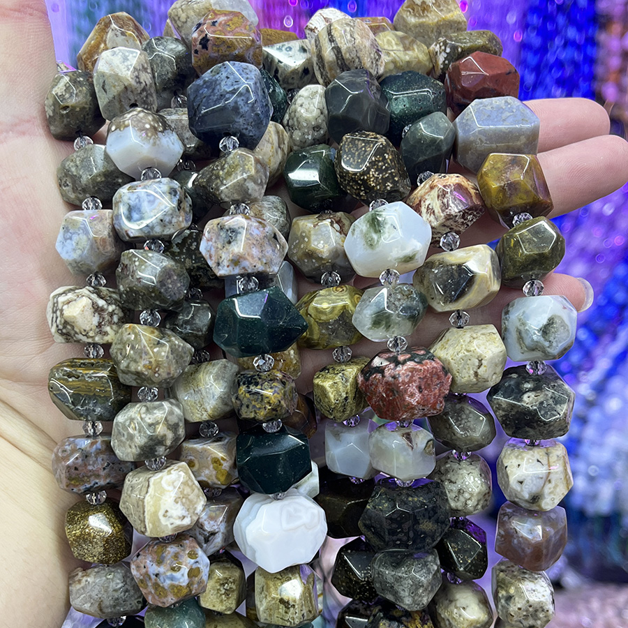 天然海洋玛瑙散珠不定形切面原石手链项链半成品DIY手串饰品配饰 - 图3