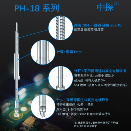 一体形测试针  PH-18探针 真材实料 针杆为硬质SK4 耐磨耐用 托针 - 图2