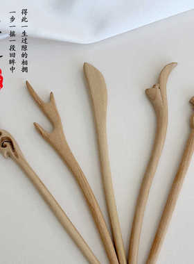 檀木钗子发簪女童2026新款古风新中式高级感木质盘发簪子汉服发饰