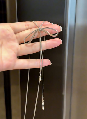 蝴蝶结抽拉项链女毛衣链毛衣配饰
