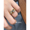 NITIN HUANG925 silver rectangular right angle flat red blue green nano retro ins trend female ring