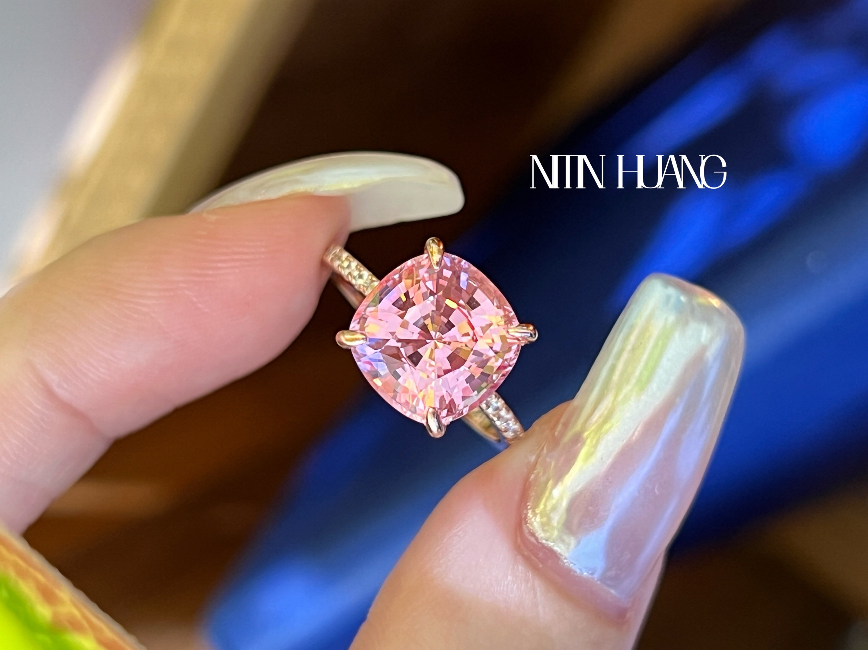 Lab-Grown Padparadscha Sapphire Ring
