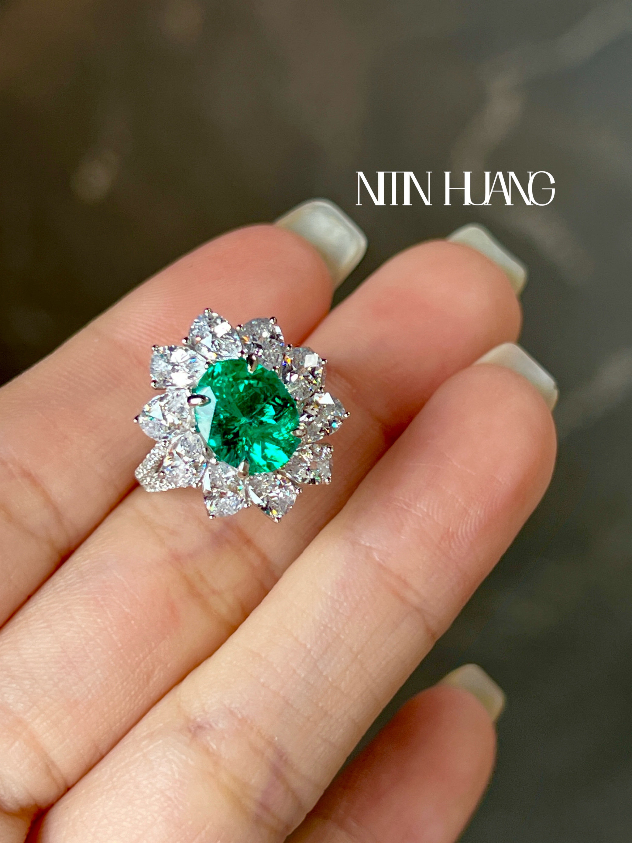 Colombian Emerald 925 Silver Royal Blue Ring