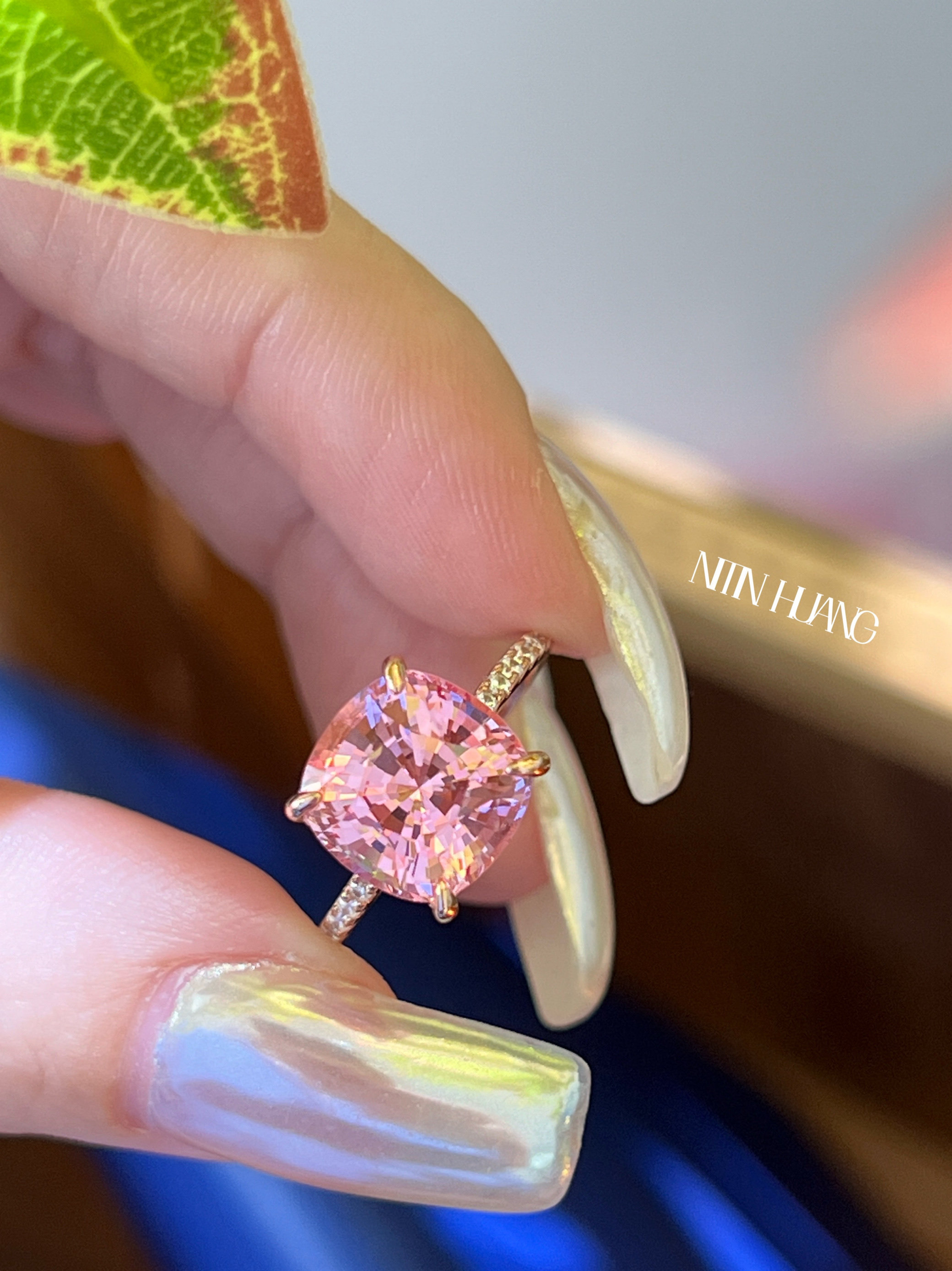 Lab-Grown Padparadscha Sapphire Ring