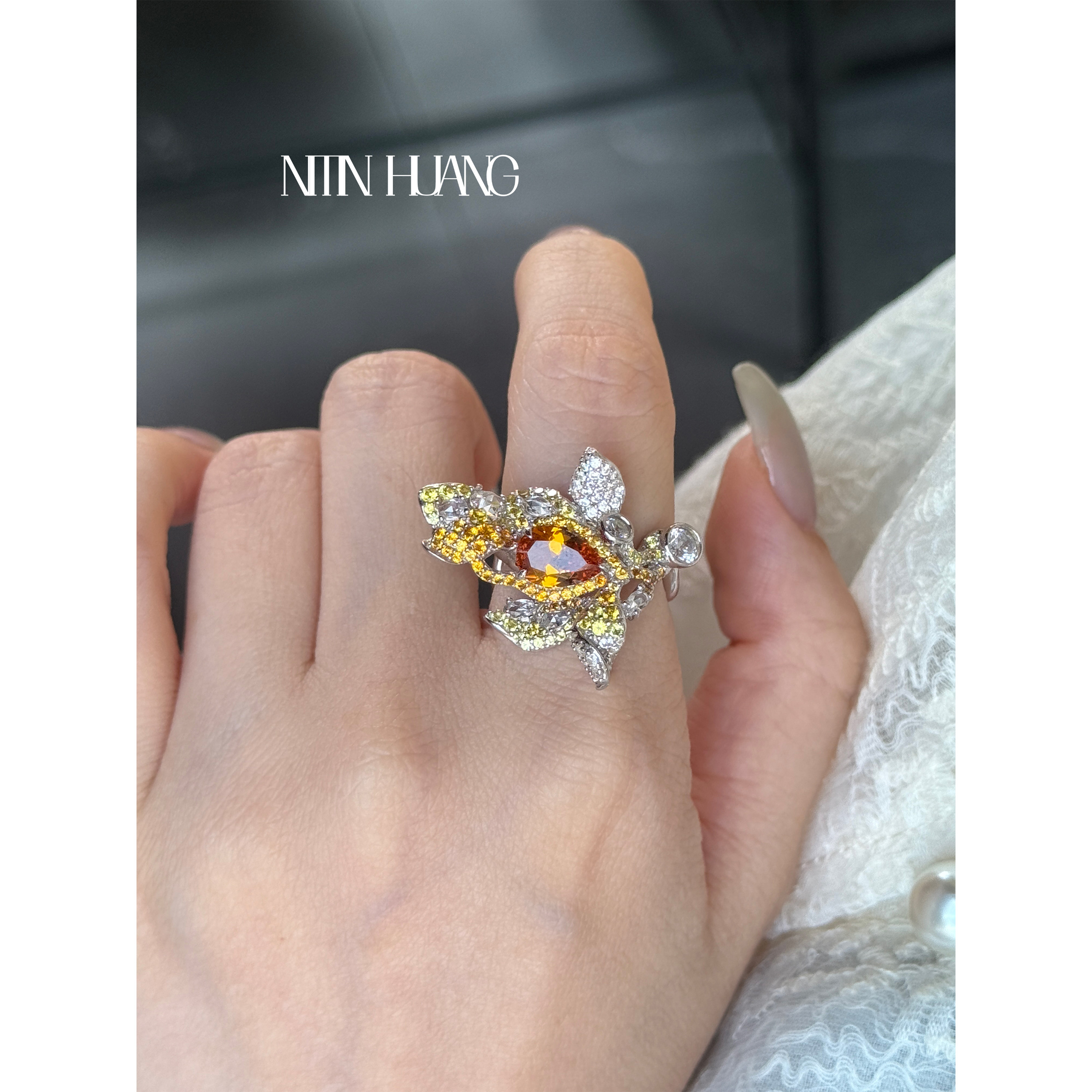 NITINHUANG cultured sapphire flower ring