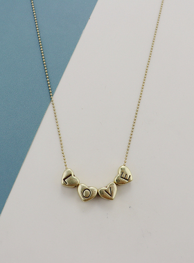 LK欧美金色LOVE爱心项链精致气质优雅时尚百搭个性简约ins风