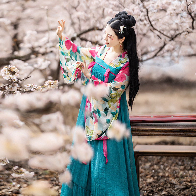 棉麻记【春莺啭】原创汉服唐制齐胸襦裙女汉元素连衣裙广袖裙子仙_虎窝淘