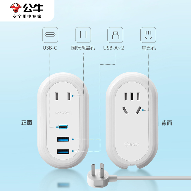 公牛type-c20瓦便携式旅行收纳USB快充电插座迷你小巧型插排插板 - 图2