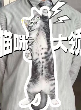 小猫咪打领带小猫形状图案造型猫猫抽象领结送男朋友礼物宠物领带