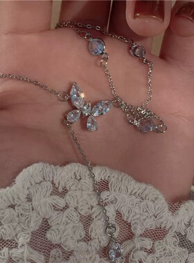 超仙新款甜美纯欲锆石蝴蝶项链女ins眼就沦陷小众高级感轻奢礼物