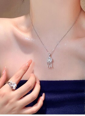 钛钢项链星星捕梦网流苏项链女轻奢梦幻小众锁骨链