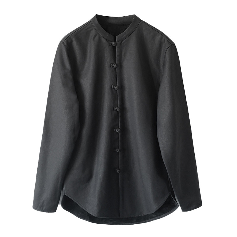 秋冬棉麻男休闲加绒加厚盘扣唐装衬衫青年潮流中式长袖立领衬衣,淘宝优惠券,粉丝福利购,淘宝优惠卷