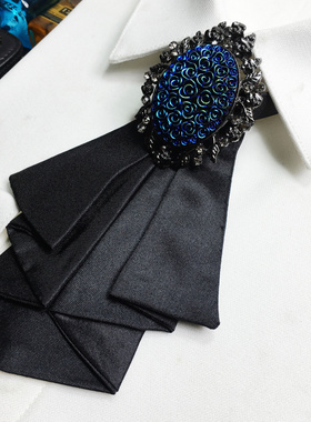 白钻领结日韩潮男衬衫领结项链配饰长 波洛领绳领结挂件配饰