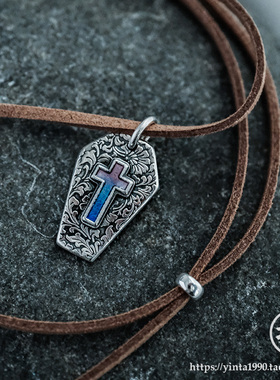 银拓手工纯银珐琅吊坠文艺复古