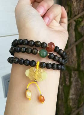 沉香天然碧玉蜜蜡手链