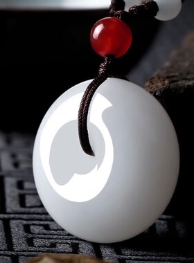 天然羊脂玉白玉平安扣吊坠玉扣玉坠项链挂件男女款玉坠金丝玉