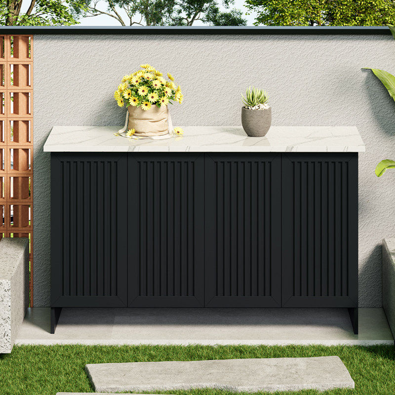 户外全铝合金储物柜防水防晒石纹格栅柜庭院花园收纳工具柜操作台,淘宝优惠券,粉丝福利购,淘宝优惠卷