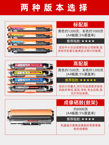 京澍适用惠普hp彩色激光打印机cp1025硒鼓M177fw M176n175a墨盒ce310A cf350a粉盒 LBP7018C7010晒鼓CRG329 - 图0