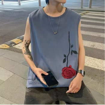 Sweat vest men's loose waistcoat summer sleeveless t-shirt ins trend sport top trendy brand fashion versatility T-shirt