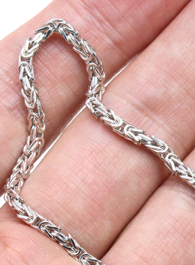 男士中性925纯银手链龙骨白金色细款简约基础款