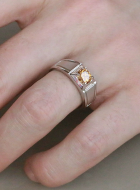 正品男士925纯银莫桑石戒指D色彩色白色