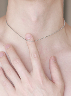 925纯银加厚正方形盒子链男士女士通用挂件可用电镀白金色中粗