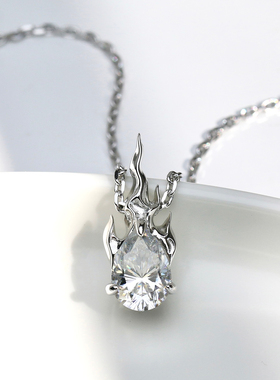 男士女式同款进口莫桑石项链纯银挂件水滴火焰正品D色白5A带证