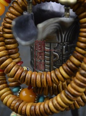 天然黄金檀木216颗8mm片珠 黄金木 桶珠佛珠手链手串 念珠 毛衣链