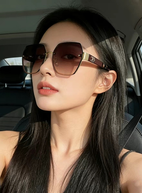 小香风无框水晶切边防UVB墨镜