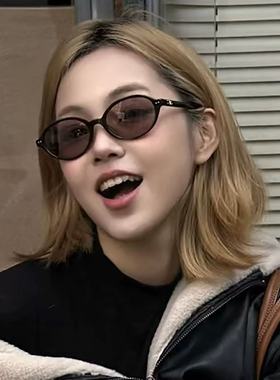 女潮爱马复古椭圆框防紫外线墨镜