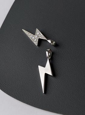 银镀金满钻闪电男女项链潮流嘻哈