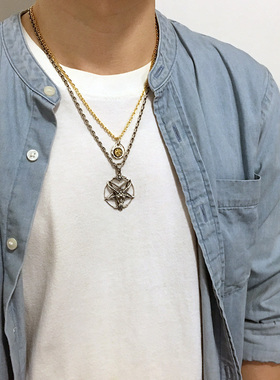 美式嘻哈纯银山羊头吊坠欧美复古