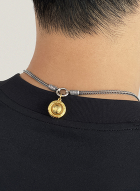 不拘925纯银前后双挂平安纹复古男士项链佛牌链活口扣挂吊坠