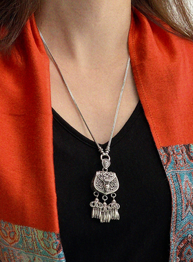 银琪银饰s925纯银镂空流苏吊坠