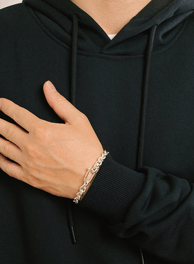 纯银马蹄扣手链男潮简约小众设计