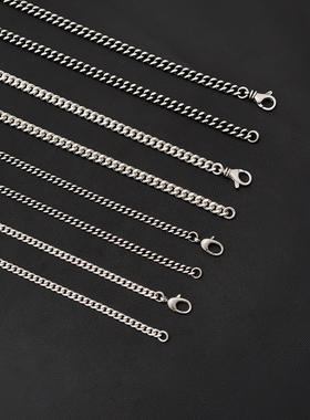 纯银古巴链男项链欧美街头潮流