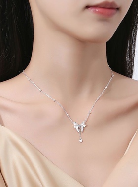 足银999在逃公主纯银项链女生爆款蝴蝶结锁骨链精致女礼物送女友