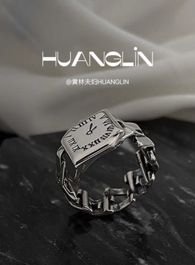 钟表罗马数字复古戒指女ins嘻哈