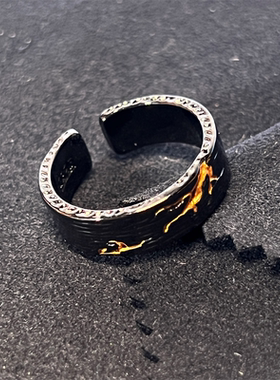 流金做旧款男戒指开口可调节嘻哈