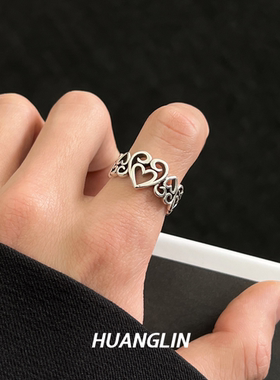 复古做旧爱心戒指男女中性冷淡风