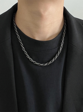 黑色蛇纹麻花项链男款高级感
