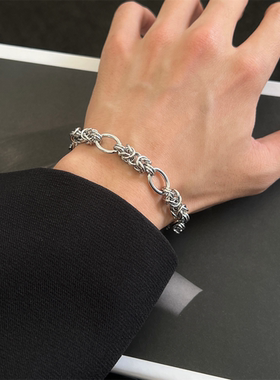 钛钢不掉色高级感手链男潮牌嘻哈ins风小众设计简约轻奢高街手饰