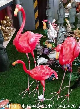 火烈鸟婚礼舞台橱窗铁艺红色摆件