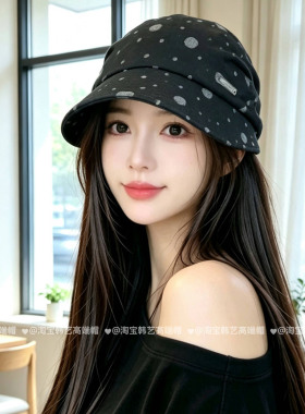 设计师款波点头巾鸭舌帽女春秋