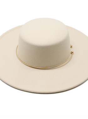 秋冬新款礼帽毛毡平顶帽子