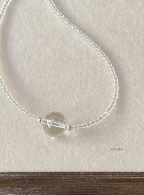 一条 切面尖晶 天然圆珠白水晶项链 锁骨链颈链 吊坠