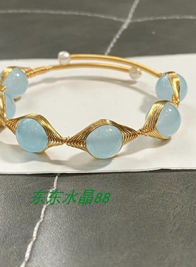 海蓝宝回馈客户原创风包金蓝玉髓