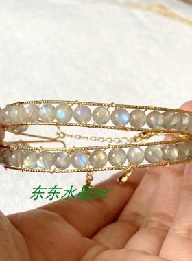 原创款14k包金绕线长石月光手镯