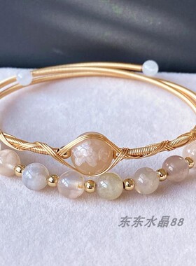 14k包金绕线天然水晶樱花玛瑙