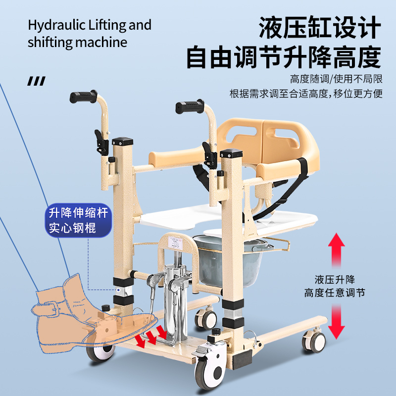 家用多功能移位机卧床瘫痪老人护理转移位器升降残疾人坐便洗澡椅 - 图0